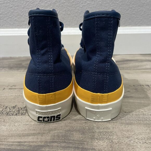 Converse Shoes Size 8 Mens Navy Yellow Pop Trading Jack Purcell Pro HighCompany - Picture 4 of 12